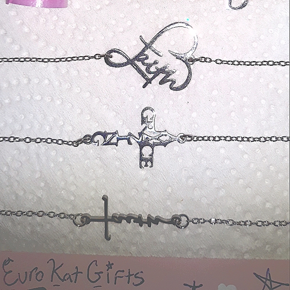 Cross Bracelet Silver‎ Charm (1 ) *FAITH long Charm on Adjustable chain NEW - Picture 8 of 11